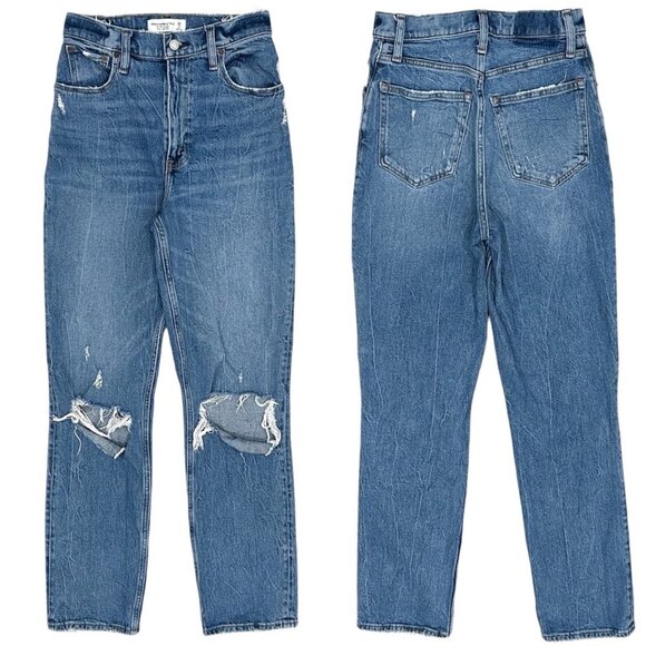 Abercrombie & Fitch The ‘90s Straight Ultra High Rise Jeans in Medium Distressed - Picture 2 of 16